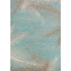 Monaco Tropical Palms Aqua 9 ft. x 13 ft. Indoor/Outdoor Area Rug by Couristan