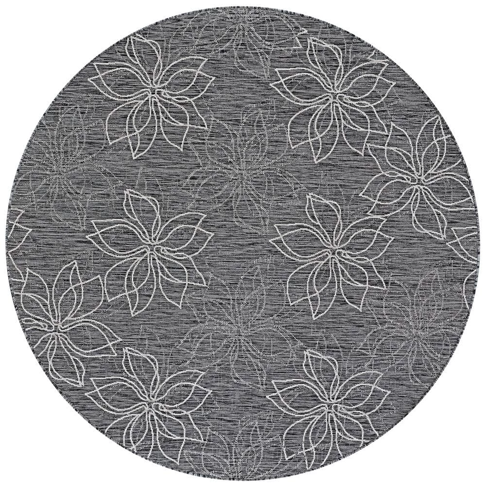 Charm Botanical Ash 8 ft. x 8 ft. Round Indoor/Outdoor Area Rug by Couristan 1 Charm Botanical Ash 8 ft. x 8 ft. Round Indoor/Outdoor Area Rug by Couristan
