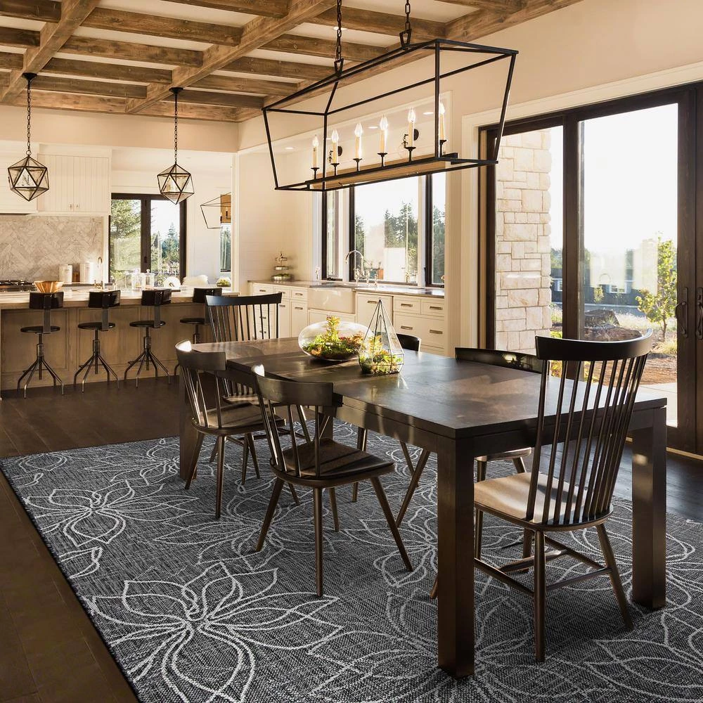 Charm Botanical Ash 8 ft. x 8 ft. Round Indoor/Outdoor Area Rug by Couristan 2 Charm Botanical Ash 8 ft. x 8 ft. Round Indoor/Outdoor Area Rug by Couristan - Image 2