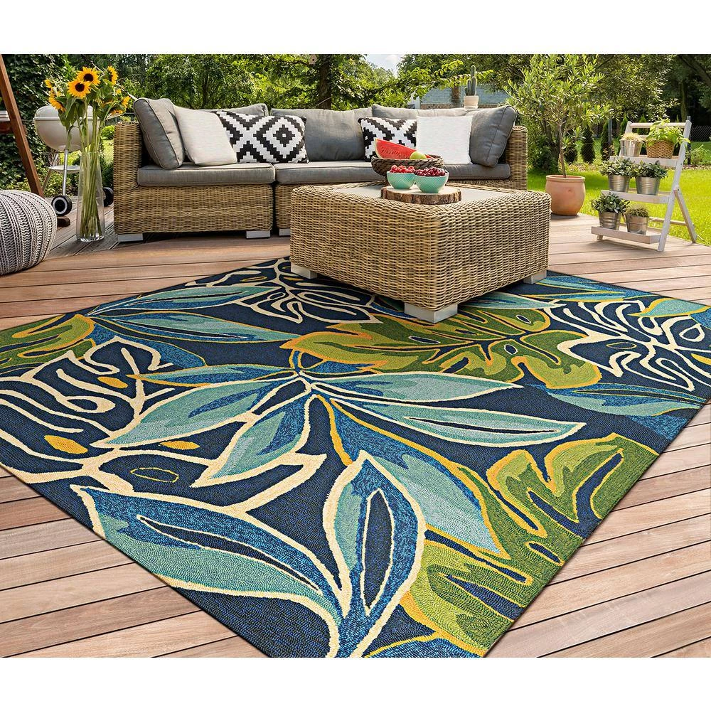 Covington Areca Palms Azure-Forest Green 6 ft. x 8 ft. Indoor/Outdoor Area Rug by Couristan 2 Covington Areca Palms Azure-Forest Green 6 ft. x 8 ft. Indoor/Outdoor Area Rug by Couristan - Image 2