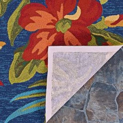 Covington Tropical Orchid Azure-Forest Green-Red 8 ft. x 8 ft. Round Indoor/Outdoor Area Rug by Couristan -Artistic Weavers || Couristan Sales Store azure forest green red couristan outdoor rugs 48864285710710n 66 1000