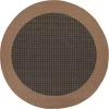 Recife Checkered Field Black-Cocoa 9 ft. x 9 ft. Round Indoor/Outdoor Area Rug by Couristan