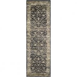 Zahara Floral Emblem Black-Oatmeal 3 ft. x 8 ft. Runner Rug by Couristan