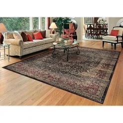 Zahara Lotus Medallion Black-Red-Oatmeal 5 ft. x 8 ft. Area Rug by Couristan -Artistic Weavers || Couristan Sales Store black red oatmeal couristan area rugs 04390330053076t 31 1000