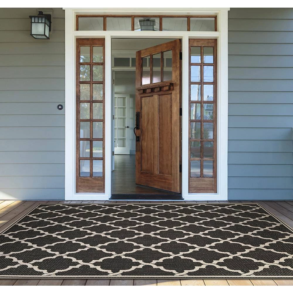 Monaco Ocean Port Black-Sand 5 ft. x 8 ft. Indoor/Outdoor Area Rug by Couristan 2 Monaco Ocean Port Black-Sand 5 ft. x 8 ft. Indoor/Outdoor Area Rug by Couristan - Image 2