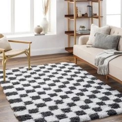 Urban Shag Black/White Modern 5 ft. x 7 ft. Indoor Area Rug by Artistic Weavers -Artistic Weavers || Couristan Sales Store black white artistic weavers area rugs usg2330 5373 31 1000