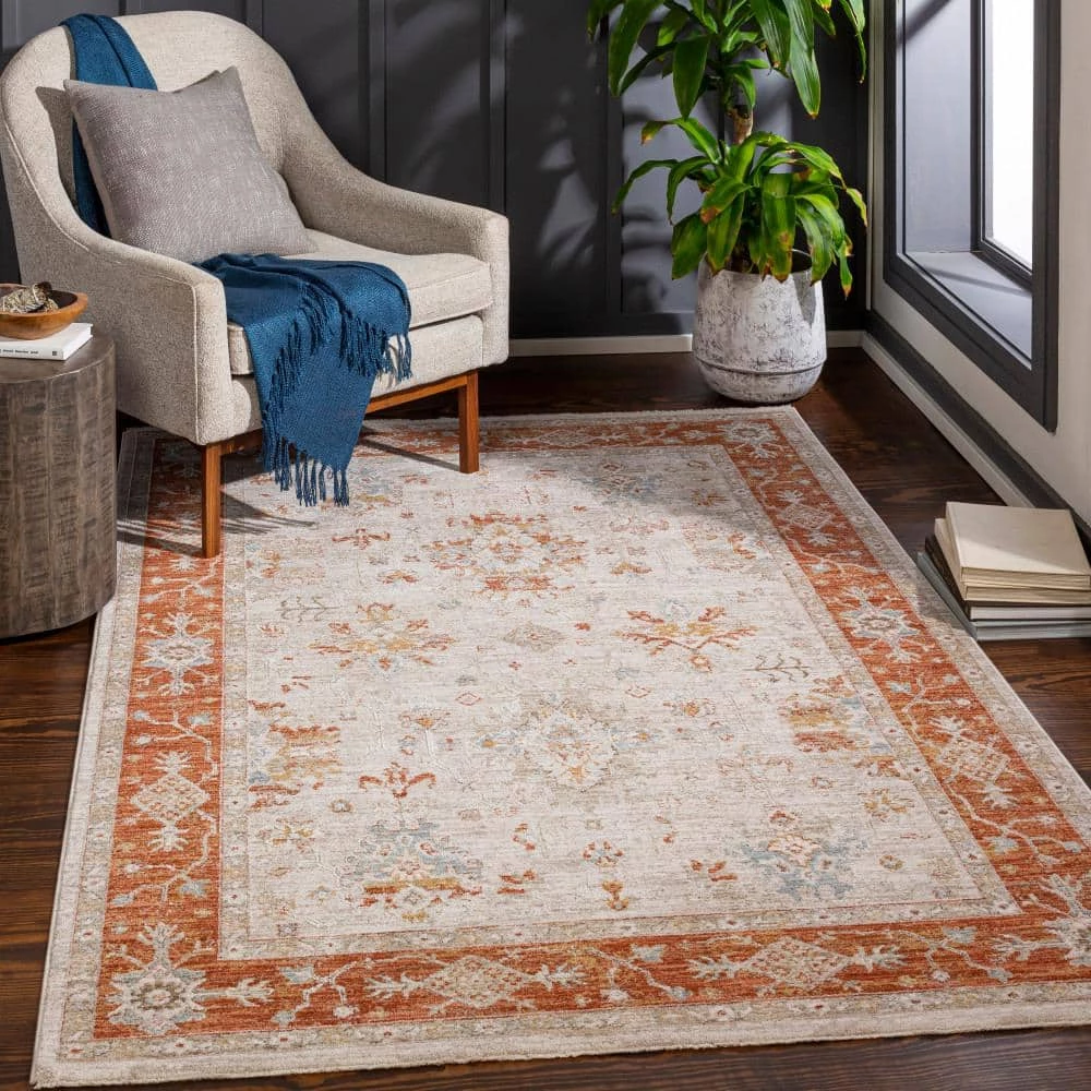 Adama Orange/Light Gray 8 ft. x 10 ft. Indoor Area Rug by Artistic Weavers 2 Adama Orange/Light Gray 8 ft. x 10 ft. Indoor Area Rug by Artistic Weavers - Image 2