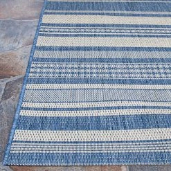 Recife Gazebo Stripe Champagne-Blue 9 ft. x 9 ft. Square Indoor/Outdoor Area Rug by Couristan -Artistic Weavers || Couristan Sales Store champagne blue couristan outdoor rugs 53131212086086q 4f 1000