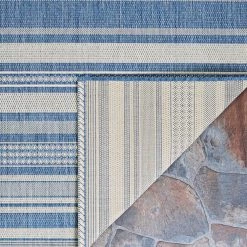 Recife Gazebo Stripe Champagne-Blue 9 ft. x 9 ft. Square Indoor/Outdoor Area Rug by Couristan -Artistic Weavers || Couristan Sales Store champagne blue couristan outdoor rugs 53131212086086q 66 1000