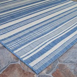 Recife Gazebo Stripe Champagne-Blue 9 ft. x 9 ft. Square Indoor/Outdoor Area Rug by Couristan -Artistic Weavers || Couristan Sales Store champagne blue couristan outdoor rugs 53131212086086q c3 1000