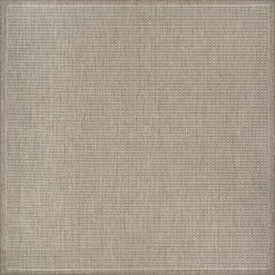 Recife Saddle Stitch Champagne-Taupe 8 ft. x 8 ft. Square Indoor/Outdoor Area Rug by Couristan