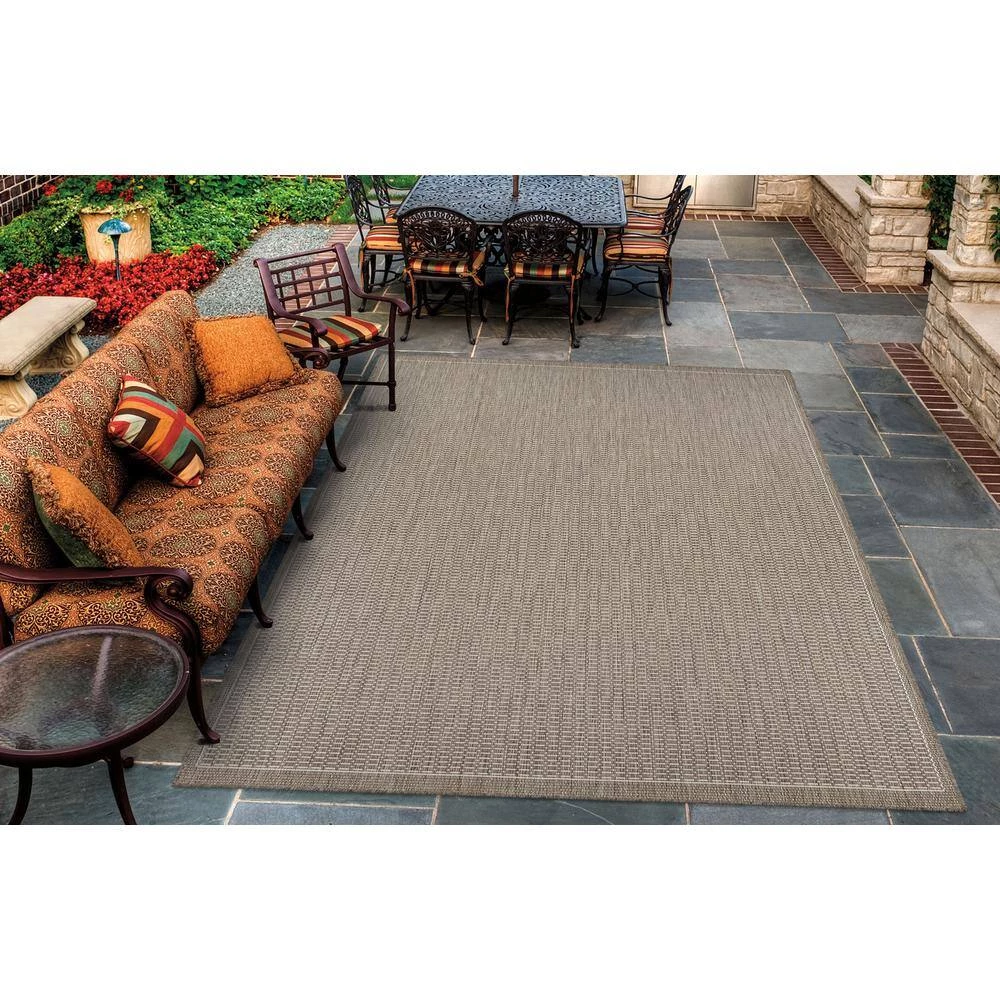 Recife Saddle Stitch Champagne-Taupe 8 ft. x 8 ft. Square Indoor/Outdoor Area Rug by Couristan 2 Recife Saddle Stitch Champagne-Taupe 8 ft. x 8 ft. Square Indoor/Outdoor Area Rug by Couristan - Image 2