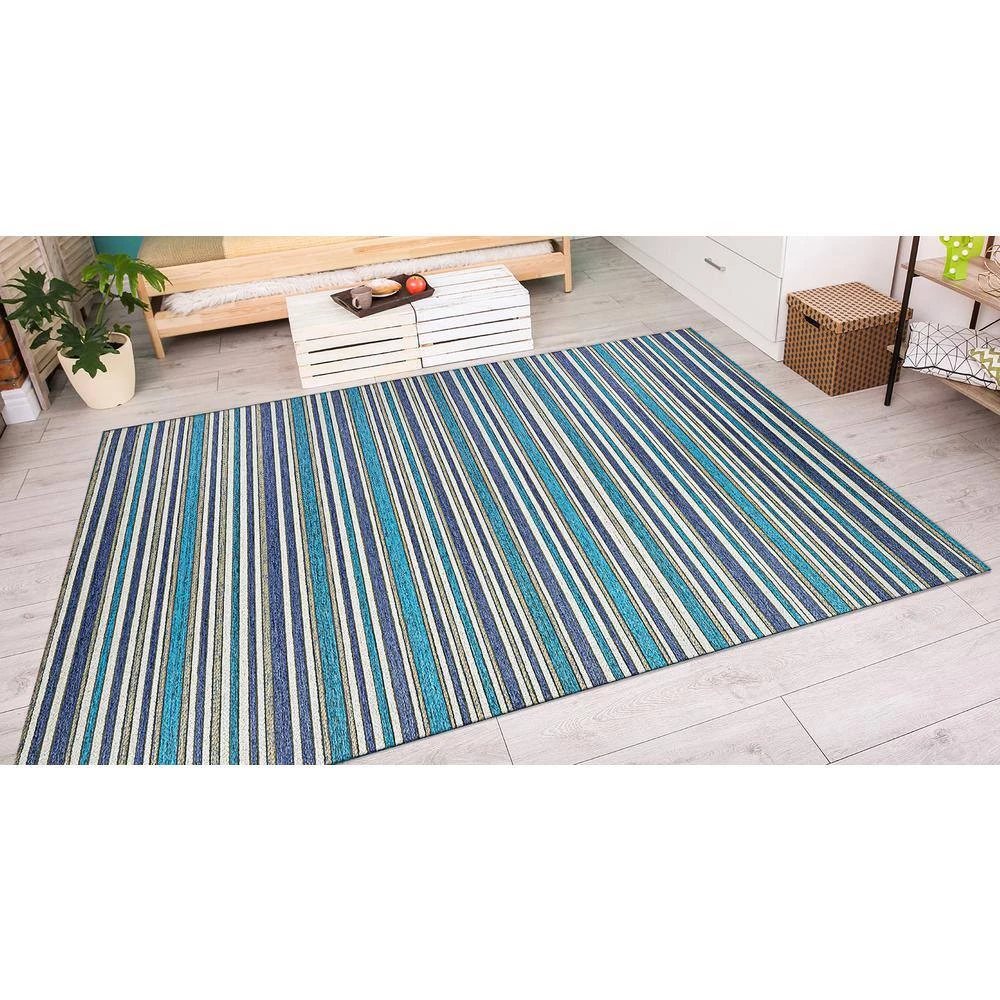 Cape Brockton Cobalt-Teal 8 ft. x 11 ft. Indoor/Outdoor Area Rug by Couristan 2 Cape Brockton Cobalt-Teal 8 ft. x 11 ft. Indoor/Outdoor Area Rug by Couristan - Image 2