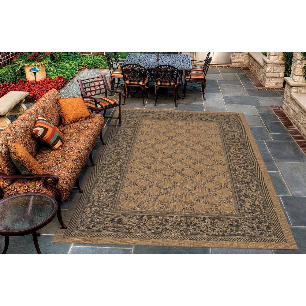 Recife Garden Lattice Cocoa-Black 2 ft. x 4 ft. Indoor/Outdoor Area Rug by Couristan 2 Recife Garden Lattice Cocoa-Black 2 ft. x 4 ft. Indoor/Outdoor Area Rug by Couristan - Image 2