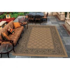 Recife Garden Lattice Cocoa-Black 8 ft. x 8 ft. Indoor/Outdoor Round Area Rug by Couristan -Artistic Weavers || Couristan Sales Store cocoa black couristan outdoor rugs 10162000076076n 31 1000