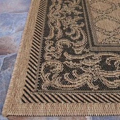 Recife Garden Lattice Cocoa-Black 8 ft. x 8 ft. Indoor/Outdoor Round Area Rug by Couristan -Artistic Weavers || Couristan Sales Store cocoa black couristan outdoor rugs 10162000076076n 4f 1000