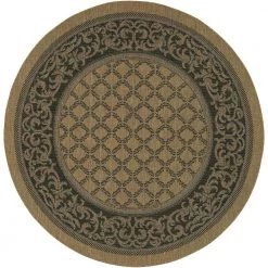 Recife Garden Lattice Cocoa-Black 8 ft. x 8 ft. Indoor/Outdoor Round Area Rug by Couristan