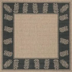 Recife Tropics Cocoa-Black 7 ft. x 6 in. x 7 ft. 6 in. Square Indoor/Outdoor Area Rug by Couristan