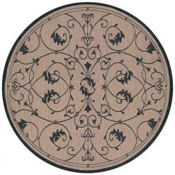 Recife Veranda Cocoa-Black 8 ft. 6 in. x 8 ft. 6 in. Round Indoor/Outdoor Area Rug by Couristan