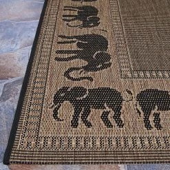 Recife Elephant Cocoa-Black 9 ft. x 9 ft. Round Indoor/Outdoor Area Rug by Couristan -Artistic Weavers || Couristan Sales Store cocoa black couristan outdoor rugs 15881021086086n 4f 1000