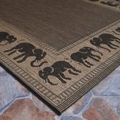 Recife Elephant Cocoa-Black 9 ft. x 9 ft. Round Indoor/Outdoor Area Rug by Couristan -Artistic Weavers || Couristan Sales Store cocoa black couristan outdoor rugs 15881021086086n c3 1000