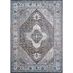 Gypsy Persian Medallion Dark Grey-Ivory 8 ft. x 11 ft. Area Rug by Couristan