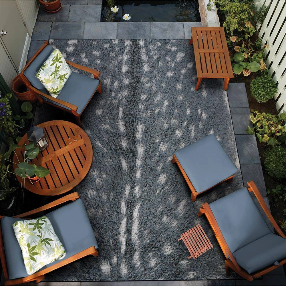 Dolce Hyena Denim Blue-Silver Gray 2 ft. x 4 ft. Indoor/Outdoor Area Rug by Couristan 2 Dolce Hyena Denim Blue-Silver Gray 2 ft. x 4 ft. Indoor/Outdoor Area Rug by Couristan - Image 2