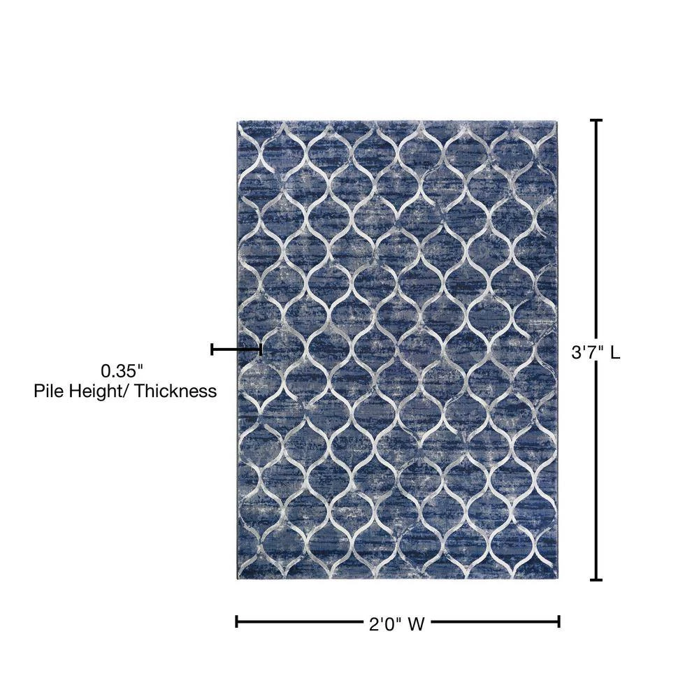 Easton Ogee Dusk Blue 2 ft. x 4 ft. Area Rug by Couristan 8 Easton Ogee Dusk Blue 2 ft. x 4 ft. Area Rug by Couristan - Image 8