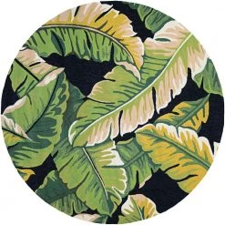 Covington Rainforest Forest Green-Black 8 ft. x 8 ft. Round Indoor/Outdoor Area Rug by Couristan