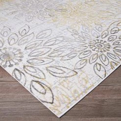 Calinda Summer Bliss Gold-Silver-Ivory 2 ft. 3 in. x 7 ft. 6 in. Runner Rug by Couristan -Artistic Weavers || Couristan Sales Store gold silver ivory couristan area rugs 51750747023076u 44 1000