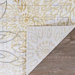 Calinda Summer Bliss Gold-Silver-Ivory 2 ft. 3 in. x 7 ft. 6 in. Runner Rug by Couristan -Artistic Weavers || Couristan Sales Store gold silver ivory couristan area rugs 51750747023076u 66 1000