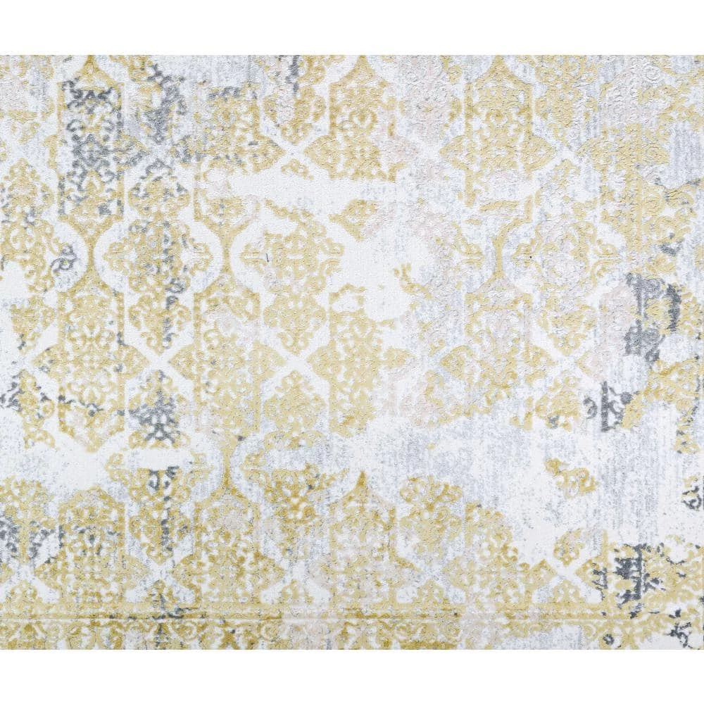 Calinda Grand Damask Gold-Silver-Ivory 9 ft. x 12 ft. Area Rug by Couristan 3 Calinda Grand Damask Gold-Silver-Ivory 9 ft. x 12 ft. Area Rug by Couristan - Image 3