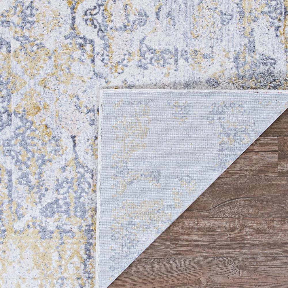 Calinda Grand Damask Gold-Silver-Ivory 9 ft. x 12 ft. Area Rug by Couristan 4 Calinda Grand Damask Gold-Silver-Ivory 9 ft. x 12 ft. Area Rug by Couristan - Image 4