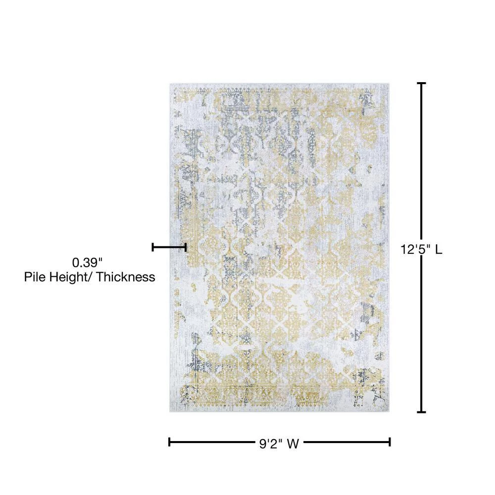 Calinda Grand Damask Gold-Silver-Ivory 9 ft. x 12 ft. Area Rug by Couristan 9 Calinda Grand Damask Gold-Silver-Ivory 9 ft. x 12 ft. Area Rug by Couristan - Image 9