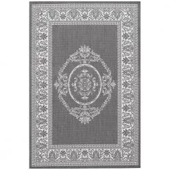 Recife Antique Medallion Grey-White 4 ft. x 5 ft. Indoor/Outdoor Area Rug by Couristan