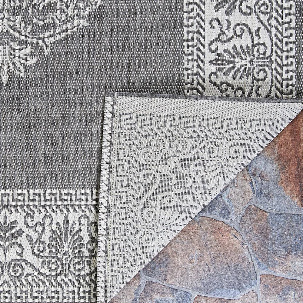 Recife Antique Medallion Grey-White 4 ft. x 5 ft. Indoor/Outdoor Area Rug by Couristan 3 Recife Antique Medallion Grey-White 4 ft. x 5 ft. Indoor/Outdoor Area Rug by Couristan - Image 3