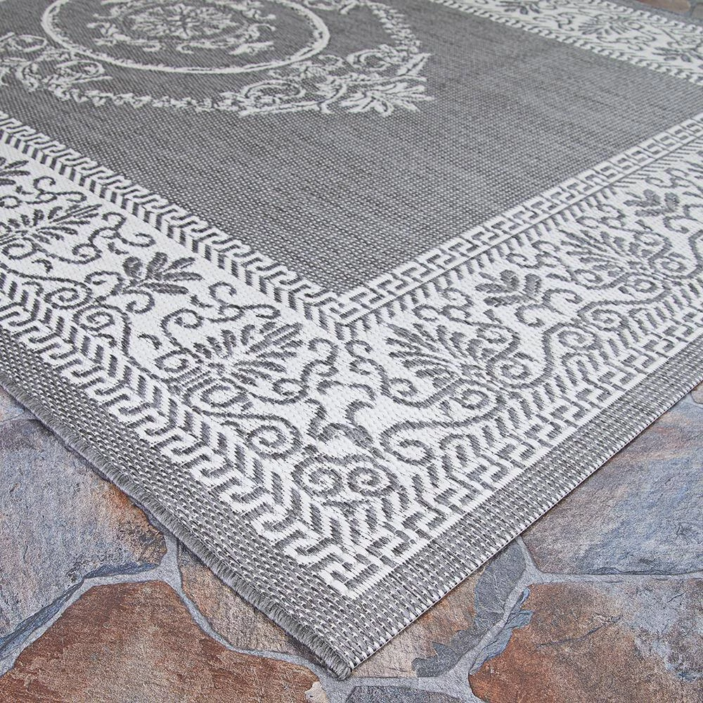 Recife Antique Medallion Grey-White 4 ft. x 5 ft. Indoor/Outdoor Area Rug by Couristan 4 Recife Antique Medallion Grey-White 4 ft. x 5 ft. Indoor/Outdoor Area Rug by Couristan - Image 4