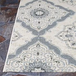 Dolce Brindisi Ivory-Confederate Grey 5 ft. x 8 ft. Indoor/Outdoor Area Rug by Couristan -Artistic Weavers || Couristan Sales Store ivory confederate grey couristan outdoor rugs 40776025053076t 4f 1000