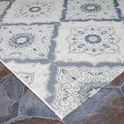 Dolce Brindisi Ivory-Confederate Grey 5 ft. x 8 ft. Indoor/Outdoor Area Rug by Couristan -Artistic Weavers || Couristan Sales Store ivory confederate grey couristan outdoor rugs 40776025053076t c3 1000