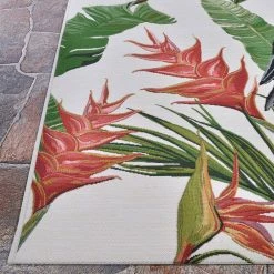 Dolce Toucans Ivory 4 ft. x 6 ft. Indoor/Outdoor Area Rug by Couristan -Artistic Weavers || Couristan Sales Store ivory couristan outdoor rugs 75020002040510t 4f 1000