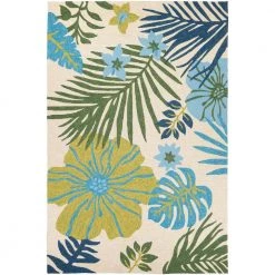 Covington Summer Laelia Ivory-Fern 6 ft. x 8 ft. Indoor/Outdoor Area Rug by Couristan