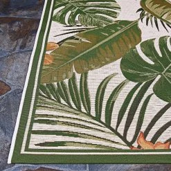 Dolce Flowering Fern Ivory-Hunter Green 5 ft. x 8 ft. Indoor/Outdoor Area Rug by Couristan -Artistic Weavers || Couristan Sales Store ivory hunter green couristan outdoor rugs 74600007053076t 4f 1000
