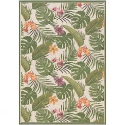 Dolce Flowering Fern Ivory-Hunter Green 5 ft. x 8 ft. Indoor/Outdoor Area Rug by Couristan