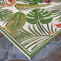Dolce Flowering Fern Ivory-Hunter Green 5 ft. x 8 ft. Indoor/Outdoor Area Rug by Couristan -Artistic Weavers || Couristan Sales Store ivory hunter green couristan outdoor rugs 74600007053076t c3 1000