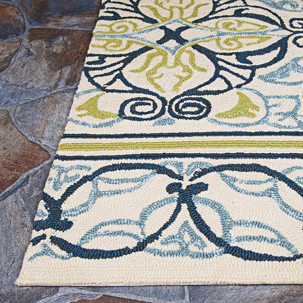 Covington Pegasus Ivory-Navy-Lime 6 ft. x 8 ft. Indoor/Outdoor Area Rug by Couristan 5 Covington Pegasus Ivory-Navy-Lime 6 ft. x 8 ft. Indoor/Outdoor Area Rug by Couristan - Image 5