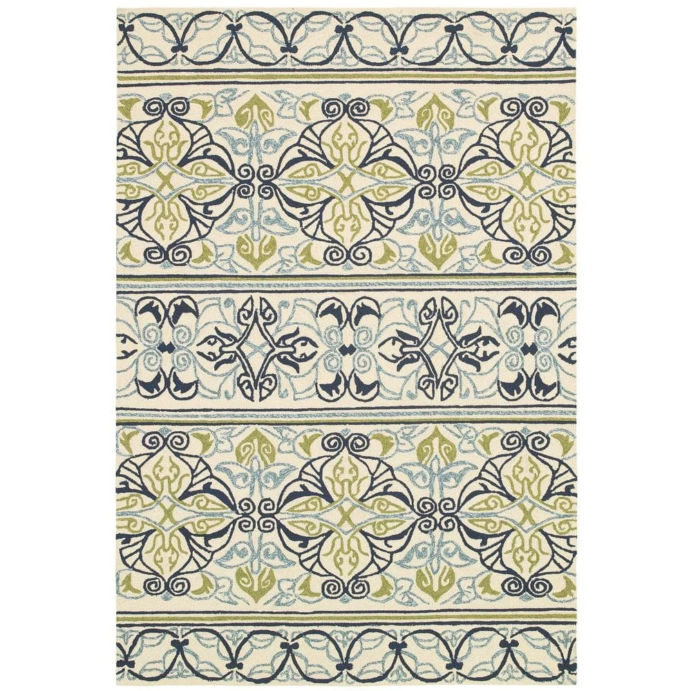 Covington Pegasus Ivory-Navy-Lime 6 ft. x 8 ft. Indoor/Outdoor Area Rug by Couristan 1 Covington Pegasus Ivory-Navy-Lime 6 ft. x 8 ft. Indoor/Outdoor Area Rug by Couristan