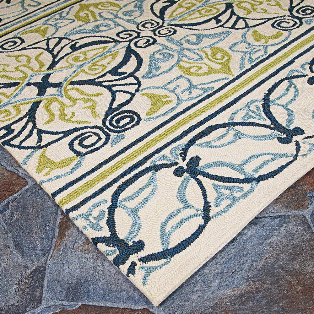 Covington Pegasus Ivory-Navy-Lime 6 ft. x 8 ft. Indoor/Outdoor Area Rug by Couristan 4 Covington Pegasus Ivory-Navy-Lime 6 ft. x 8 ft. Indoor/Outdoor Area Rug by Couristan - Image 4