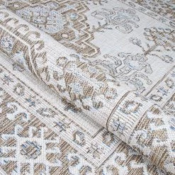 Charm Woodburn Ivory-Sand 8 ft. x 8 ft. Round Indoor/Outdoor Area Rug by Couristan -Artistic Weavers || Couristan Sales Store ivory sand couristan outdoor rugs 25522082710710n 1f 1000