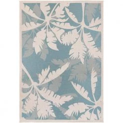 Monaco Coastal Flora Ivory-Turquoise 8 ft. x 11 ft. Indoor/Outdoor Area Rug by Couristan