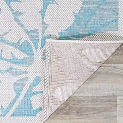 Monaco Coastal Flora Ivory-Turquoise 8 ft. x 11 ft. Indoor/Outdoor Area Rug by Couristan -Artistic Weavers || Couristan Sales Store ivory turquoise couristan outdoor rugs 22163100076109t 66 1000